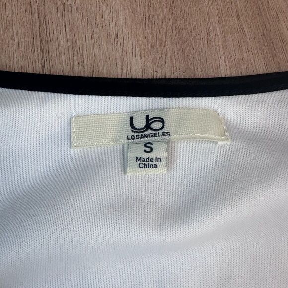 Ya Los Angeles Silk Blend Dress Womens Small White Black Trim Fall Layering Boho - Picture 3 of 5